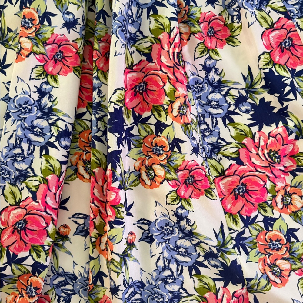 🩷Leslie Fay Floral Navy Blue & Coral Pink V-Neck Maxi Dress size 6 EUC - Picture 7 of 14
